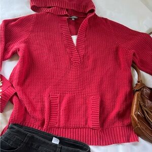 essentials women knit sweater red chunky size 2x